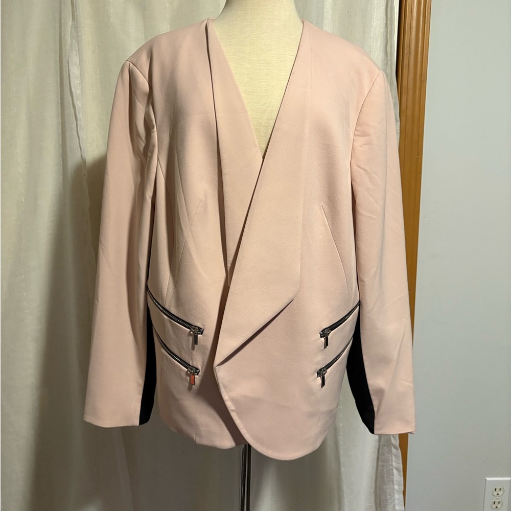 Nine West Blush Pink Blazer with Zipper Details